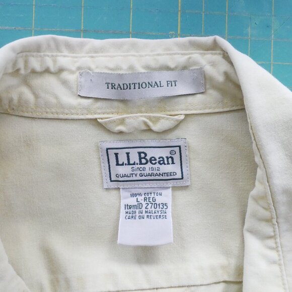 VTG Men’s L Reg LL Bean Sun Washed Yellow Canvas Shirt Traditional Work Chore - Picture 5 of 5